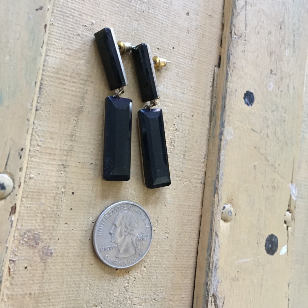 Zara Classic Black Gold Rectangular Earrings Os - image 1